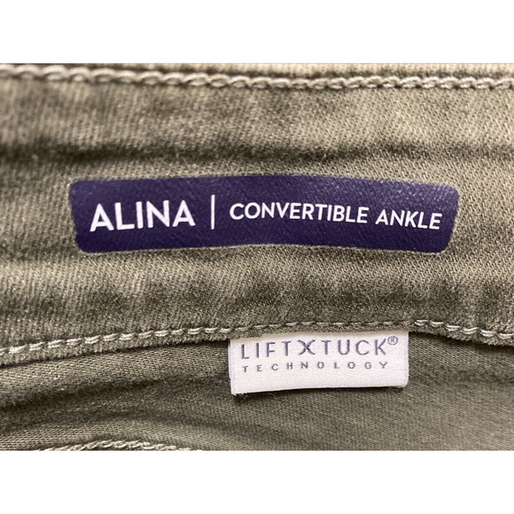 NYDJ LIFT TUCK Alina Convertible Ankle Skinny Pants Olive Green jeans size 10 - Picture 6 of 8